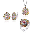 Tourmaline Natural Gem Jewelry Set – 925 Silver