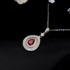 Luxury S925 Sterling Silver Synthetic Ruby Necklace – 5A Gemstone, Premium Craftsmanship