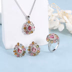 Tourmaline Natural Gem Jewelry Set – 925 Silver