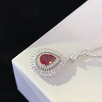 Luxury S925 Sterling Silver Synthetic Ruby Necklace – 5A Gemstone, Premium Craftsmanship