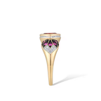 14K Yellow Gold Ring with Diamond, Ruby & Rhodolite Garnet – Fine Luxury Jewelry