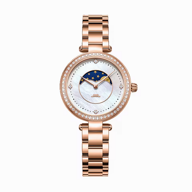 Beijing Moon Phase Quartz Watch – 31mm, designed for women, minimalist luxury style