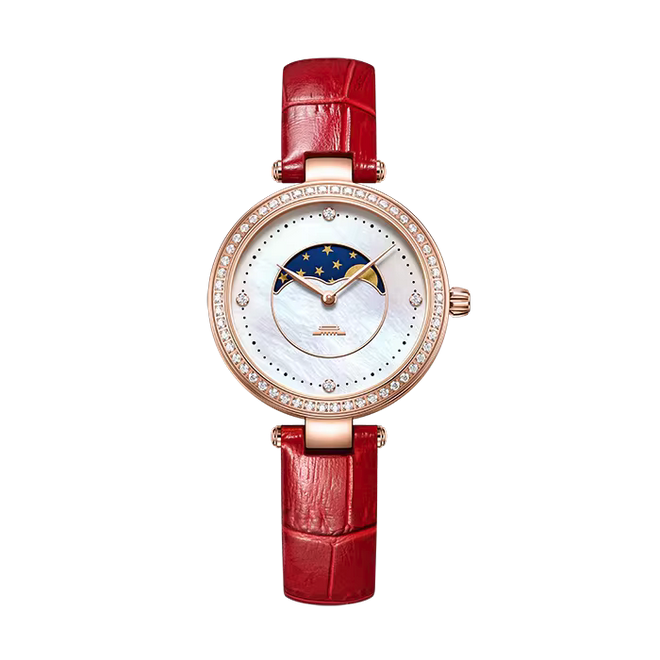 Beijing Moon Phase Quartz Watch – 31mm, designed for women, minimalist luxury style