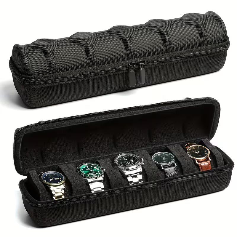 5-Slot Shockproof Watch Storage Travel Case – Portable Bag-in-Bag Organizer
