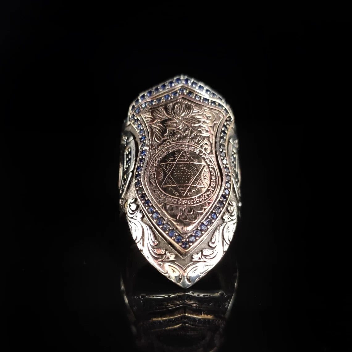 Silver Seal of Solomon Ring – Zihgir Style, Handcrafted 925 Sterling
