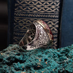 Allah Engraved Agate Ring – 925 Sterling Silver Men’s Islamic Jewelry