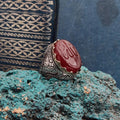 Allah Engraved Agate Ring – 925 Sterling Silver Men’s Islamic Jewelry