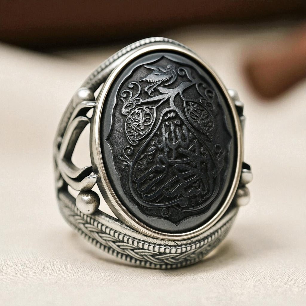 Bismillah Dervish Ring – Hematite Gemstone in 925 Sterling Silver
