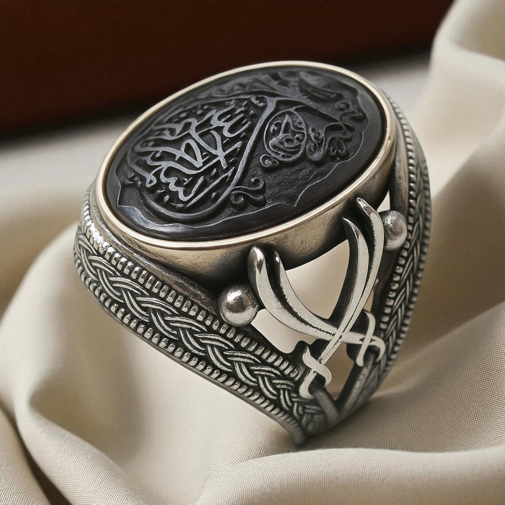 Bismillah Dervish Ring – Hematite Gemstone in 925 Sterling Silver