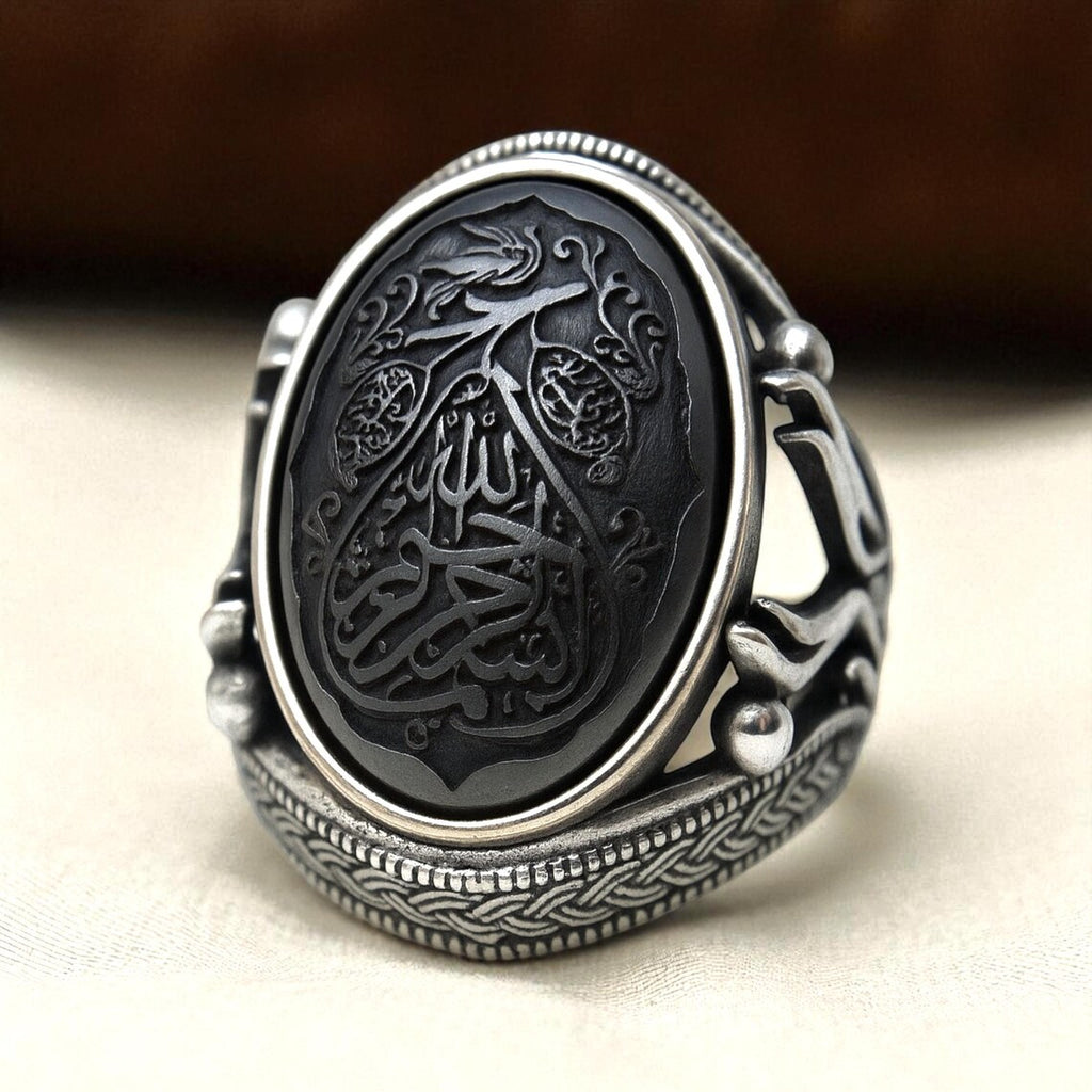 Bismillah Dervish Ring – Hematite Gemstone in 925 Sterling Silver