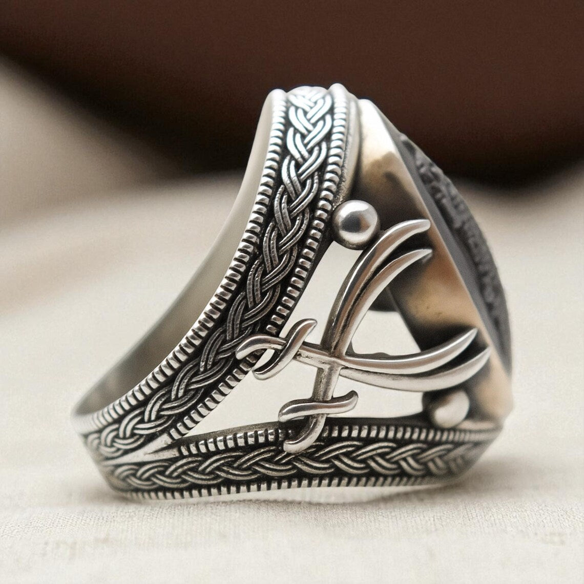 Bismillah Dervish Ring – Hematite Gemstone in 925 Sterling Silver