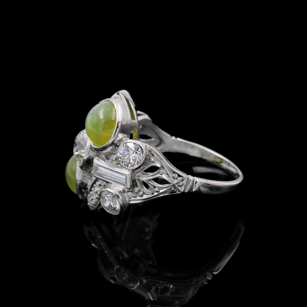 Museum-Grade Platinum Cat’s Eye Chrysoberyl & Diamond Ring (Vintage, Pre-2000)