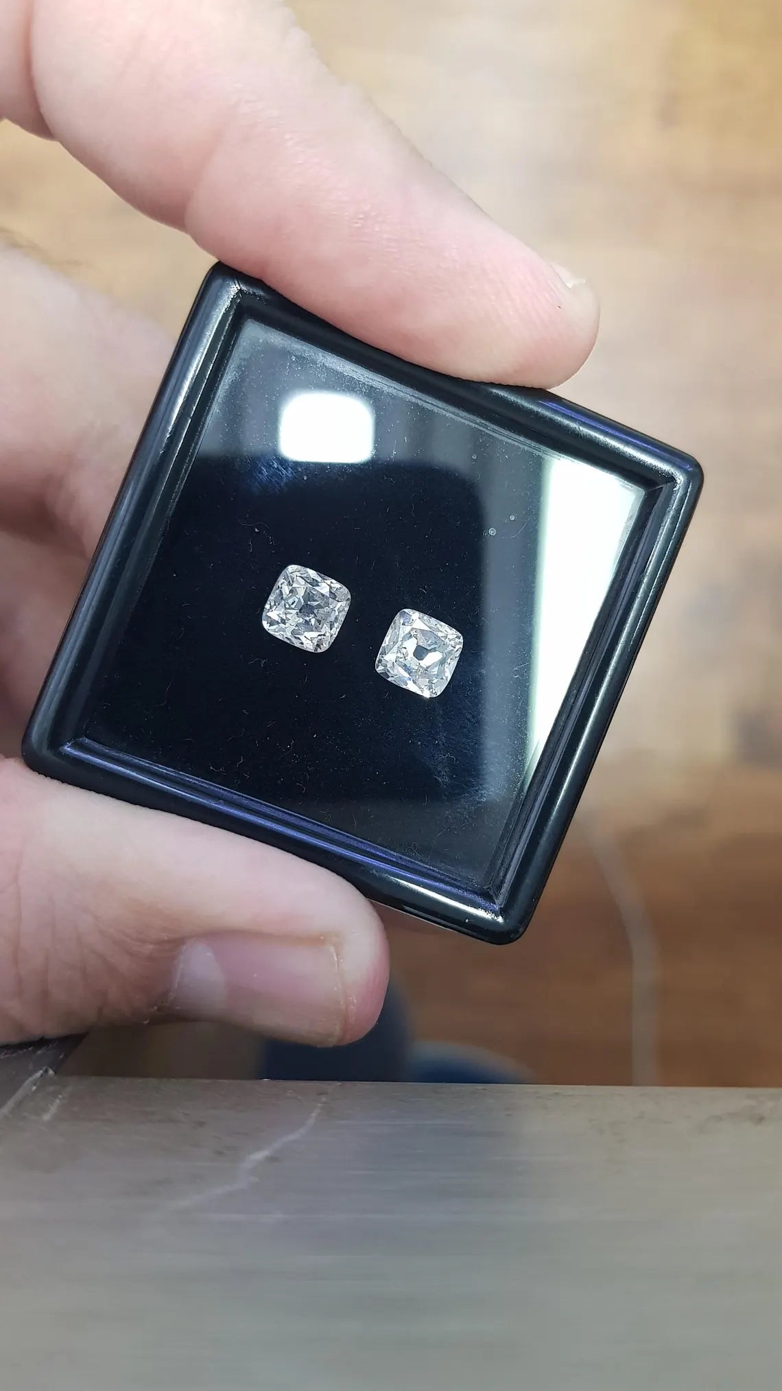 Natural Cushion-Cut Diamond Pair (2.41 CT Total) – Old Mine Cut | Certified Loose Diamonds