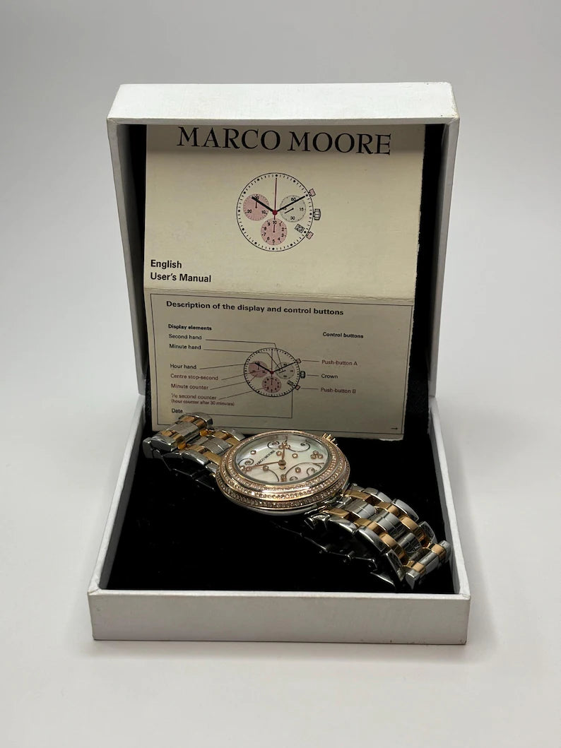Marco Moore Stainless Steel Women's | Swiss Movement | Mother of Pearl Diamond Wrist Watch