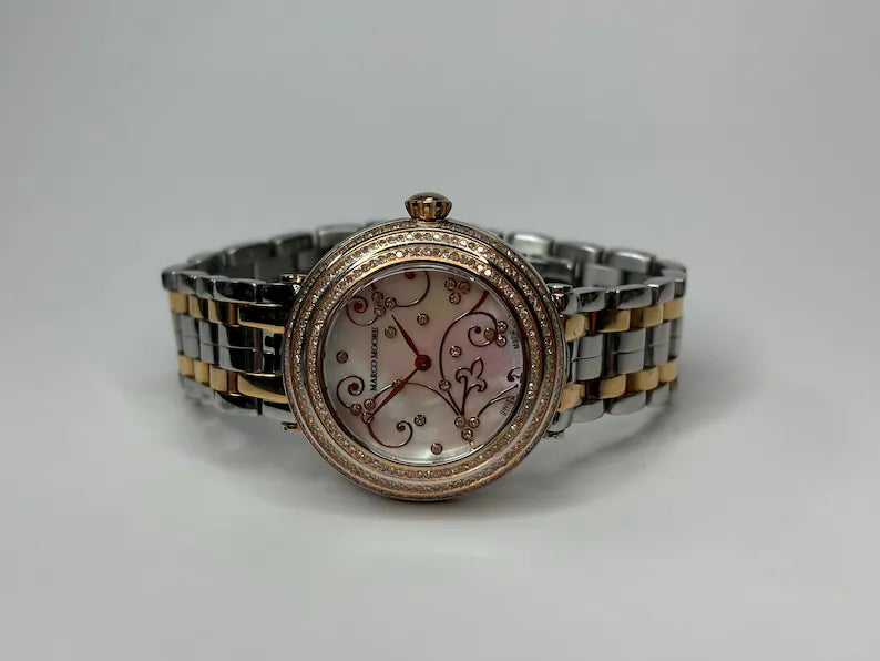Marco Moore Stainless Steel Women's | Swiss Movement | Mother of Pearl Diamond Wrist Watch